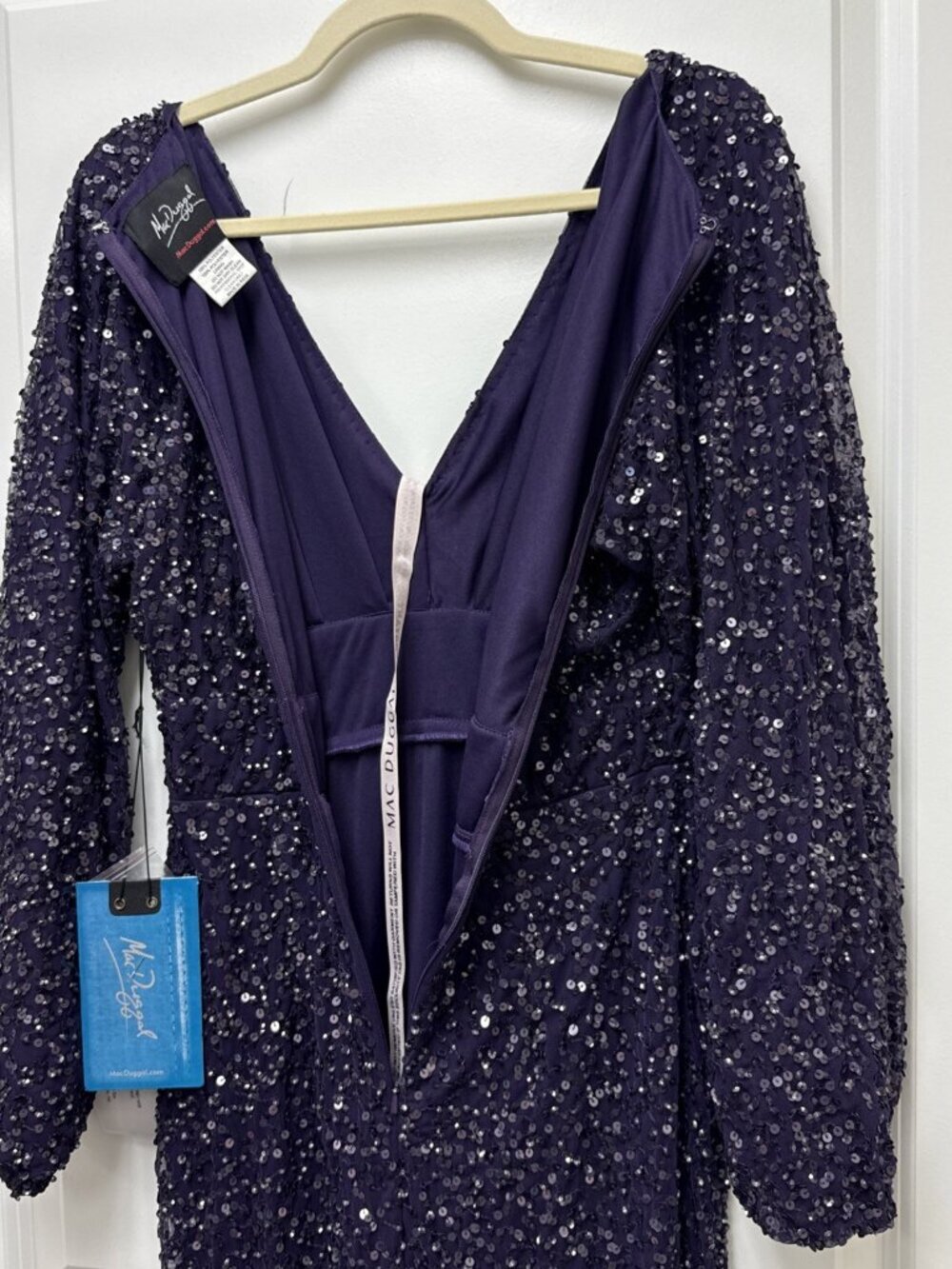 Mac Duggal Size 2 Purple 10791 Sequined Long Sleeve Column Gown Dress Formal NWT - Picture 8 of 10